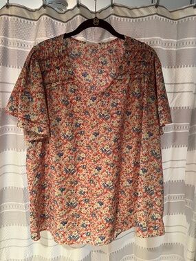 Chic Soul Floral Ruffle Sleeve Blouse